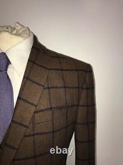 RACING GREEN 3 PIECE Tailored Fit BROWN TWEED WOOL SUIT 42 Short W34 L29