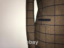 RACING GREEN 3 PIECE Tailored Fit BROWN TWEED WOOL SUIT 42 Short W34 L29