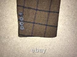 RACING GREEN 3 PIECE Tailored Fit BROWN TWEED WOOL SUIT 42 Short W34 L29