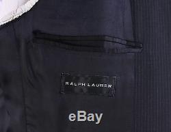 RALPH LAUREN Black Label Black Striped Peak Lapel Slim Fit 2B Wool Suit 40S