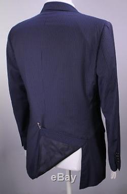 RALPH LAUREN Black Label Navy Blue Thin Pinstripe 2B Slim Fit Wool Suit 40R