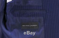 RALPH LAUREN Black Label Recent Navy Blue Striped 2-Btn Wool Slim Fit Suit 38S