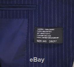 RALPH LAUREN Black Label Recent Navy Blue Striped 2-Btn Wool Slim Fit Suit 38S