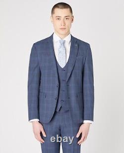 REMUS UOMO Slim Fit Wool Blend Check 2-PCS Suit 40R/34R SRP £310 50% OFF