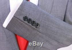 RICHARD JAMES Savile Row Solid Gray Slim Fit Wool-Mohair 2-Btn Luxury Suit 36S