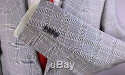 RING JACKET Japan Black/White Plaid 2-Btn Slim Fit Wool Suit 36R