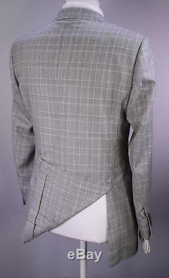 RING JACKET Japan Black/White Plaid 2-Btn Slim Fit Wool Suit 36R