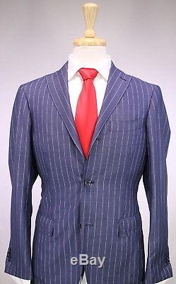 RING JACKET Japan Blue Pinstripe Wool-Silk Summer 2-Btn Slim Fit Suit 38R