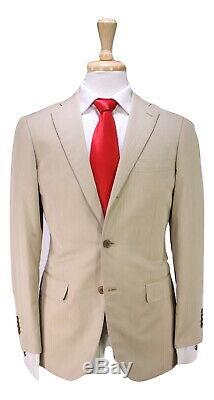 RING JACKET Japan Khaki Tan Herringbone Cotton 2-Btn Slim Fit Suit 36S