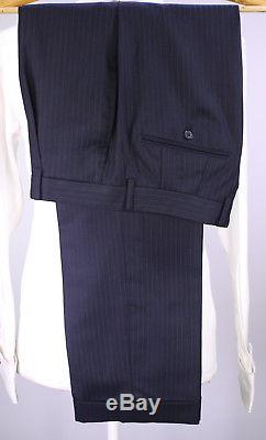 RING JACKET Japan Navy Blue Pinstripe 2-Btn Slim Fit Wool Luxury Suit XS/36S