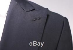 RING JACKET Japan Sartoria Solid Black Peak Lapel 1B Slim Fit Wool Suit 38S