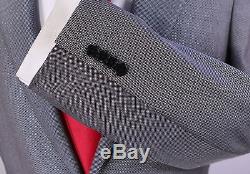 RING JACKET Japan Silver/Black Woven 2-Btn Wool-Silk Slim Fit Suit 36S