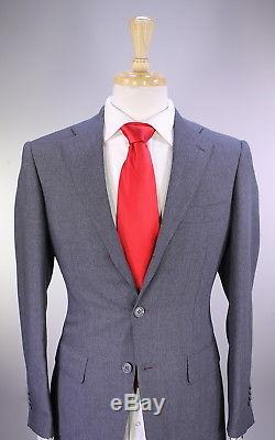 RING JACKET Japan Solid Gray Wool Slim Fit 2-Btn Luxury Handmade Suit 36R