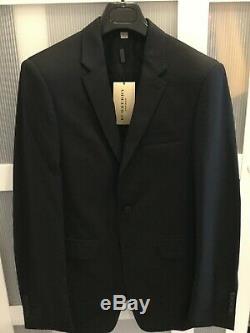 RRP £1,390 BURBERRY Slim-fit 2 Piece suit Black Size IT 48 UK 38