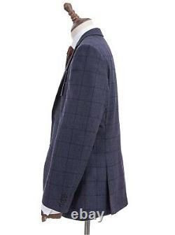 Racing Green 3 Piece Suit Slim Fit Blue Windowpane Check 44R W38 L31