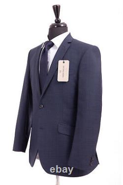 Racing Green Suit Tailored Fit Navy Blue Prince Of Wales Check