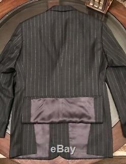 Ralph Lauren Gents Slim Fit 100% Wool Peak Lapel Suit Sz 40 Gray Made In Italy