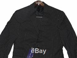Ralph Lauren Purple Label Mens Black Striped Wool Drake Slim Custom Fit Suit New