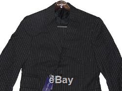 Ralph Lauren Purple Label Mens Black Striped Wool Drake Slim Custom Fit Suit New