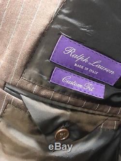 Ralph Lauren Purple Label Slim Fit Men Double Breasted Suit 40L(US) Brown Stripe