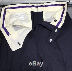 Ralph Lauren Purple Label Slim Fit Men Suit 40L Blue Striped