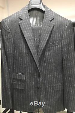Ralph Lauren Purple Label Slim Fit Men Suit 40L(US) Black Chalk Stripe