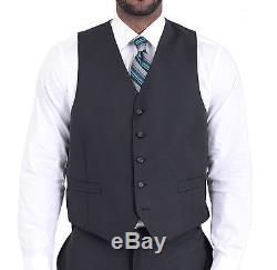 Ralph Lauren Slim Fit Black Pindot Textured Two Button Three Piece Wool Suit