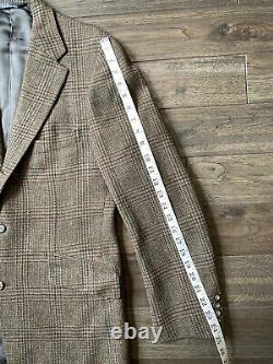Rare Vintage Polo Ralph Lauren Brown Plaid Tweed Suit Heavy Wool Slim Fit 40R