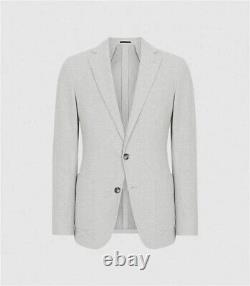 Reiss Grey Brownlow Slim Fit Jersey Stretch Blazer Size 38 RRP £195