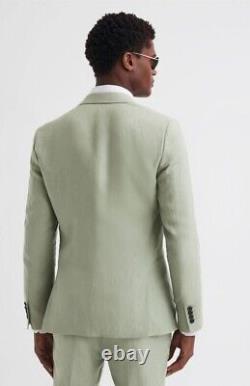 Reiss Kin Slim Fit Linen Blazer In Apple Green Size 42 Chest RRP £298