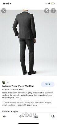 Reiss Malcolm Modern Slim Fit 100% Wool Charcoal Suit 40 Chest 34 Waist