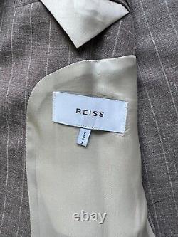 Reiss Mens Mocha Slim Fit Wool Silk Linen 2-Piece Suit Chest 44 W36