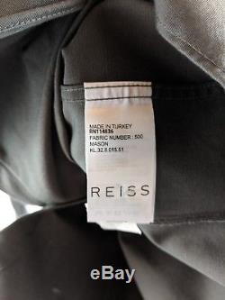 Reiss Navy Check'Alaric' Slim Fit Modern 3 Piece Suit Size Jacket 38 W32 L31