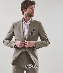 Reiss Taupe Slim Fit Suit 40 Chest 34 Waist New
