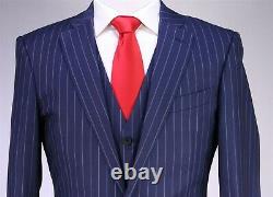 Richard James Royal Blue Pinstripe 3-Pc Slim Fit 2-Btn Wool Suit 38R