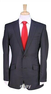 Richard James Savile Row Gray Striped Wool-Silk 2-Btn Slim Fit Suit 38R