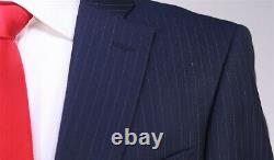 Richard James Savile Row Navy Blue Pinstripe 2-Btn Slim Fit Zegna Wool Suit 38S