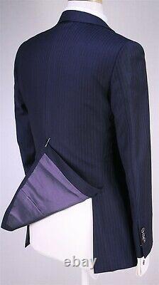 Richard James Savile Row Navy Blue Pinstripe 2-Btn Slim Fit Zegna Wool Suit 38S
