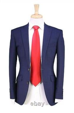 Richard James Savile Row Royal Blue/Black Check 2-Btn Slim Fit Wool Suit 34R