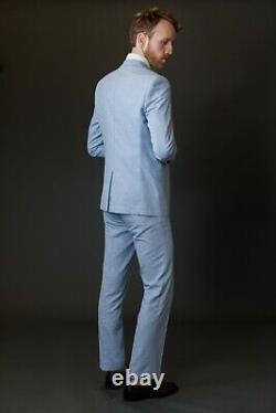 Robert Simon Men's Cotton Linen Suits Slim Fit Summer Wedding Suit Sale Was £285