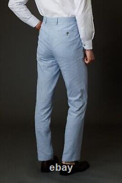 Robert Simon Men's Cotton Linen Suits Slim Fit Summer Wedding Suit Sale Was £285
