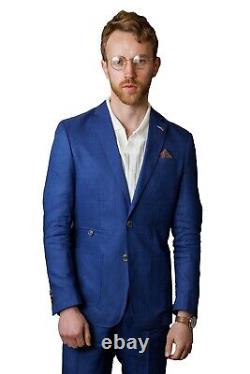Robert Simon Men's Slim Fit Linen Suit in Navy Blue Summer Suit Sale was £ 285