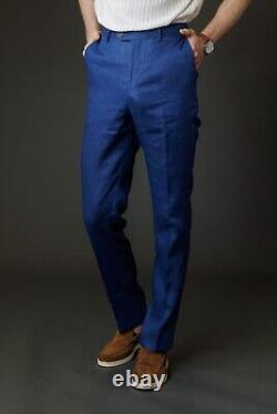 Robert Simon Men's Slim Fit Linen Suit in Navy Blue Summer Suit Sale was £ 285