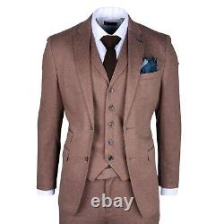 Robert Simon Nathan Men's 3 Piece Brown Slim Fit Suit