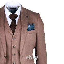 Robert Simon Nathan Men's 3 Piece Brown Slim Fit Suit