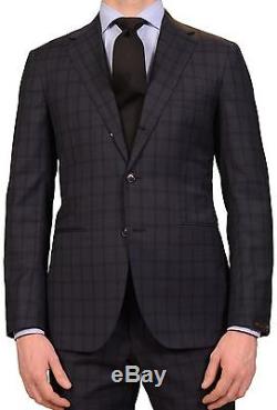 SARTORIO Napoli by KITON Dark Blue Plaid Wool Suit EU 48 NEW US 38 Slim Fit