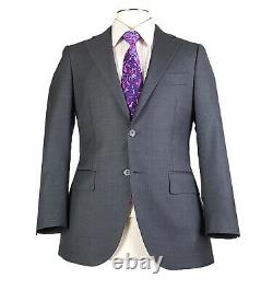 SUITSUPPLY 36S Slim Fit Sharkskin Gray Wool Suit Flat Pants 31x25 LAZIO