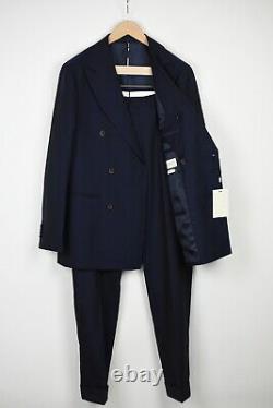 SUITSUPPLY HAVANA DOUBLE BREASTED Men UK42R Pure Wool Blue 2-Piece Suit 17403