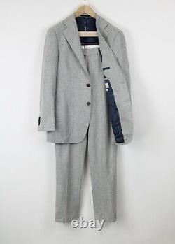 SUITSUPPLY Havana Pleated UK38R Men Suit Wool Slim Fit 2-Piece Grey Flannel