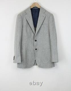 SUITSUPPLY Havana Pleated UK38R Men Suit Wool Slim Fit 2-Piece Grey Flannel